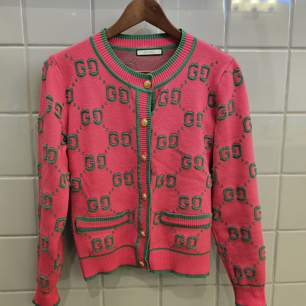 Gucci Pink and Green Women's Sweater
